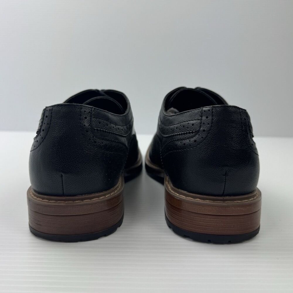 Perry Ellis Alfred Mens 13 Black Wingtip Oxford Brogue Dress Shoes Ultra Foam - Picture 7 of 10